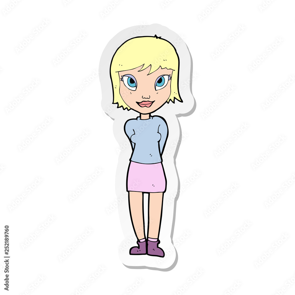sticker of a cartoon pretty girl