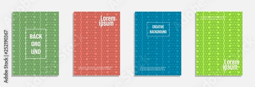 Colorful and modern cover design. Set of geometric pattern background