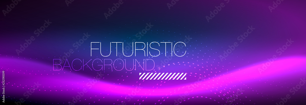 Glowing abstract wave on dark, shiny motion, magic space light. Vector techno abstract background Glowing abstract wave on dark, shiny motion, magic space light. Vector techno abstract background
