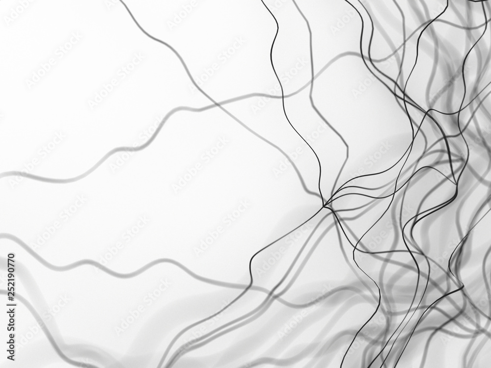 Abstract wire lines and dots 3d illustration