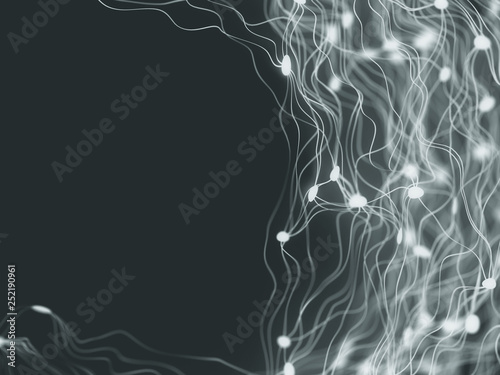 Abstract wire lines and dots 3d illustration
