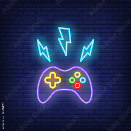 Gamepad with lightnings neon sign