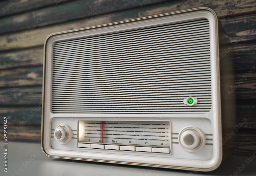 Old time white radio receiver. 3d illustration Old time white radio receiver. 3d illustration