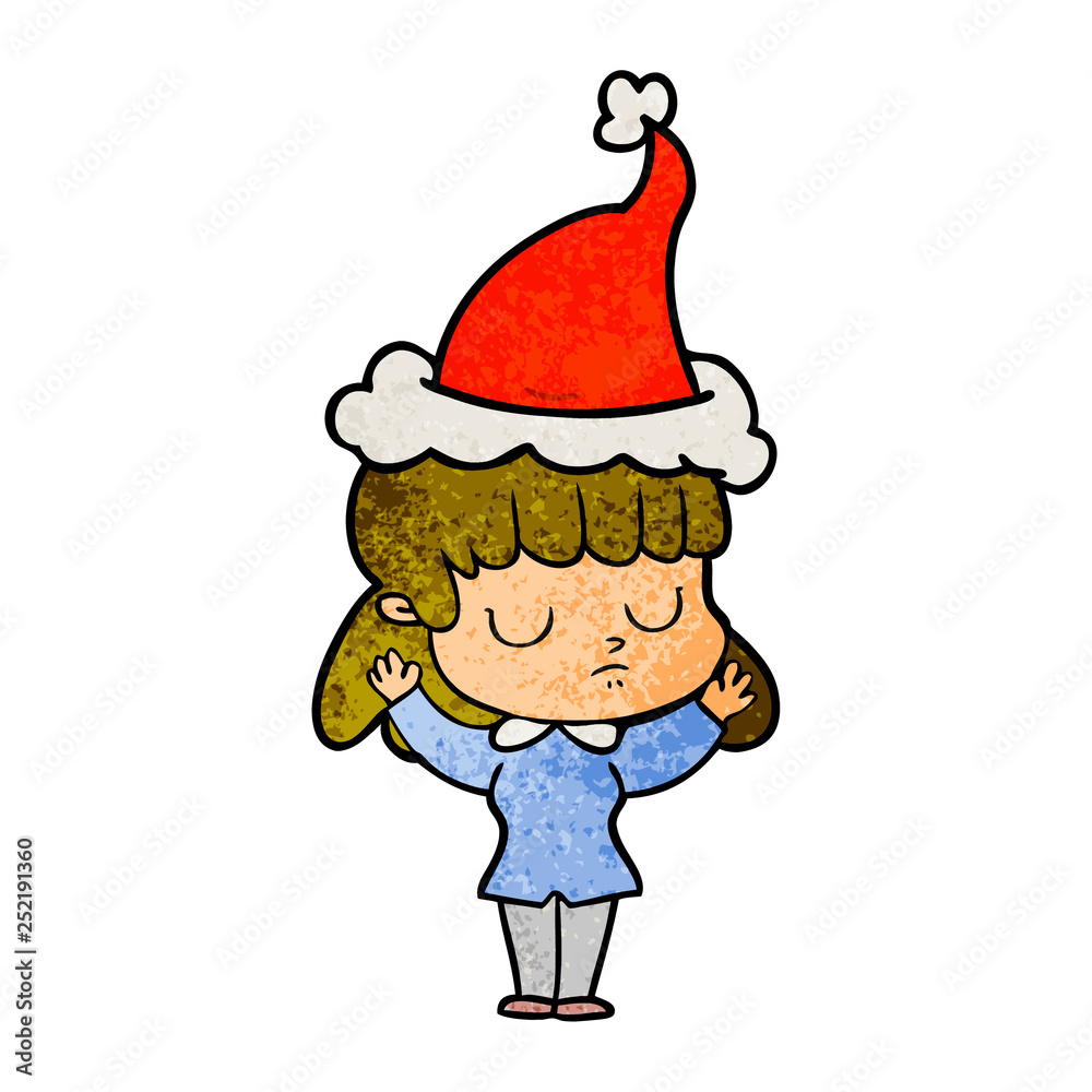 textured cartoon of a indifferent woman wearing santa hat textured cartoon of a indifferent woman wearing santa hat