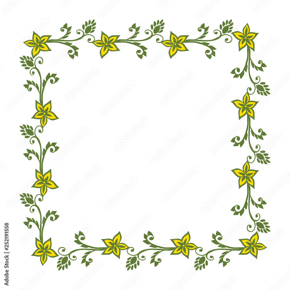 Vector illustration decorative yellow flower frame hand drawn