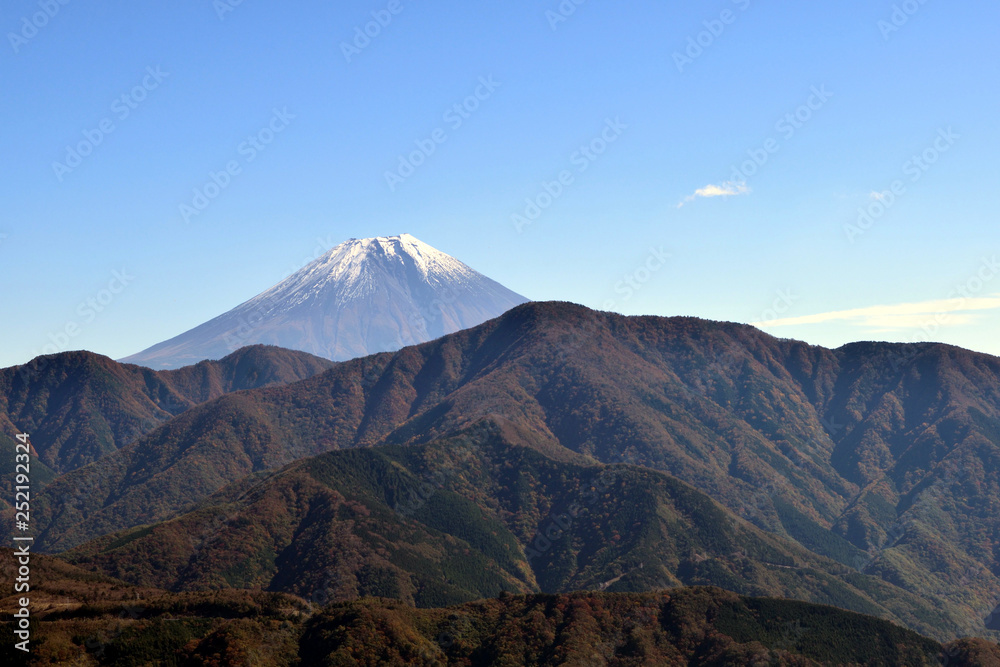 秋の身延山からの富士山展望