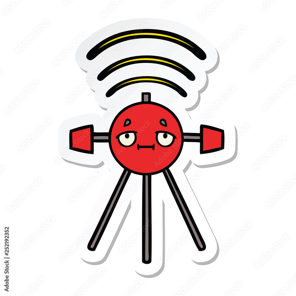 sticker of a cute cartoon satellite sticker of a cute cartoon satellite