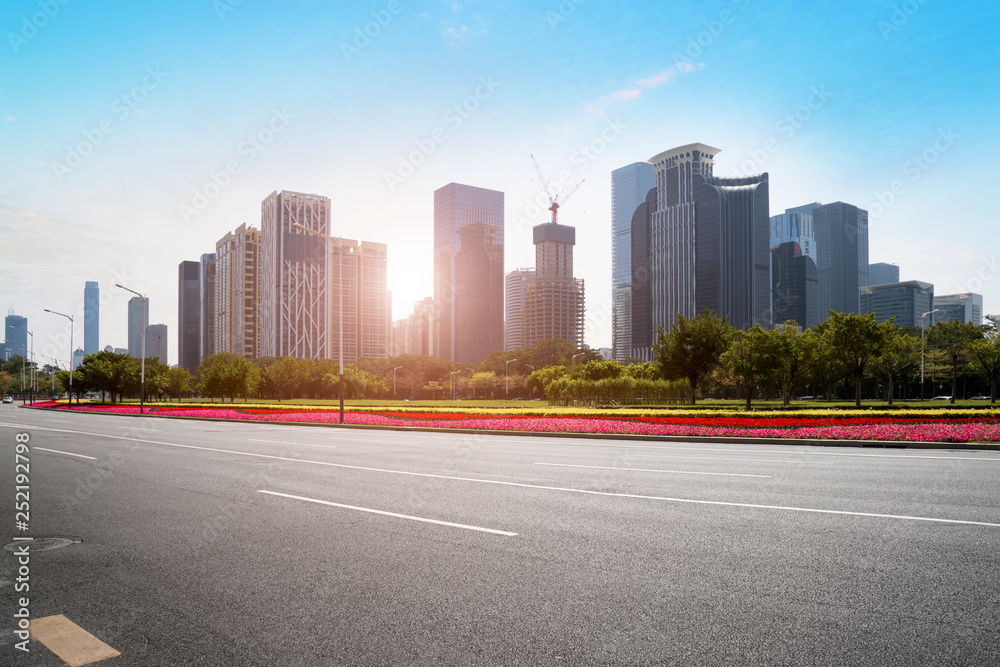 The Skyline of Urban Road and Architectural Landscape in Shenzhen..