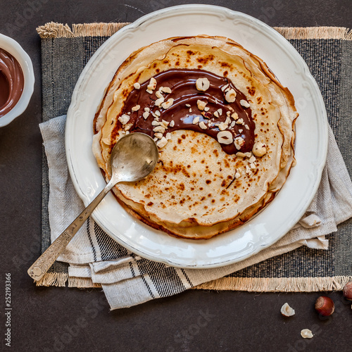 Crepes with Chocolate and Hazelnuts