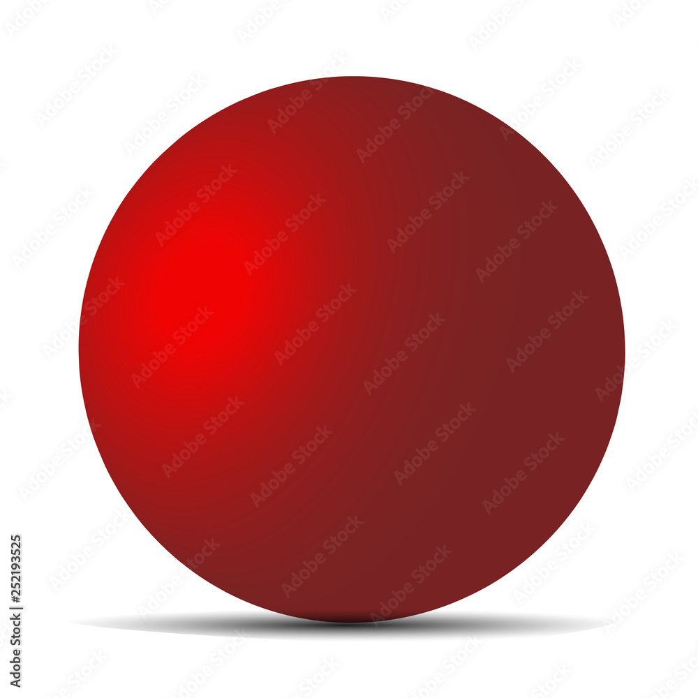 Red realistic matte sphere isolated on white. Vector illustration for your design. Eps 10 Red realistic matte sphere isolated on white. Vector illustration for your design. Eps 10