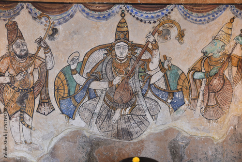  Fresque du temple de Thanjavur en Inde du Sud