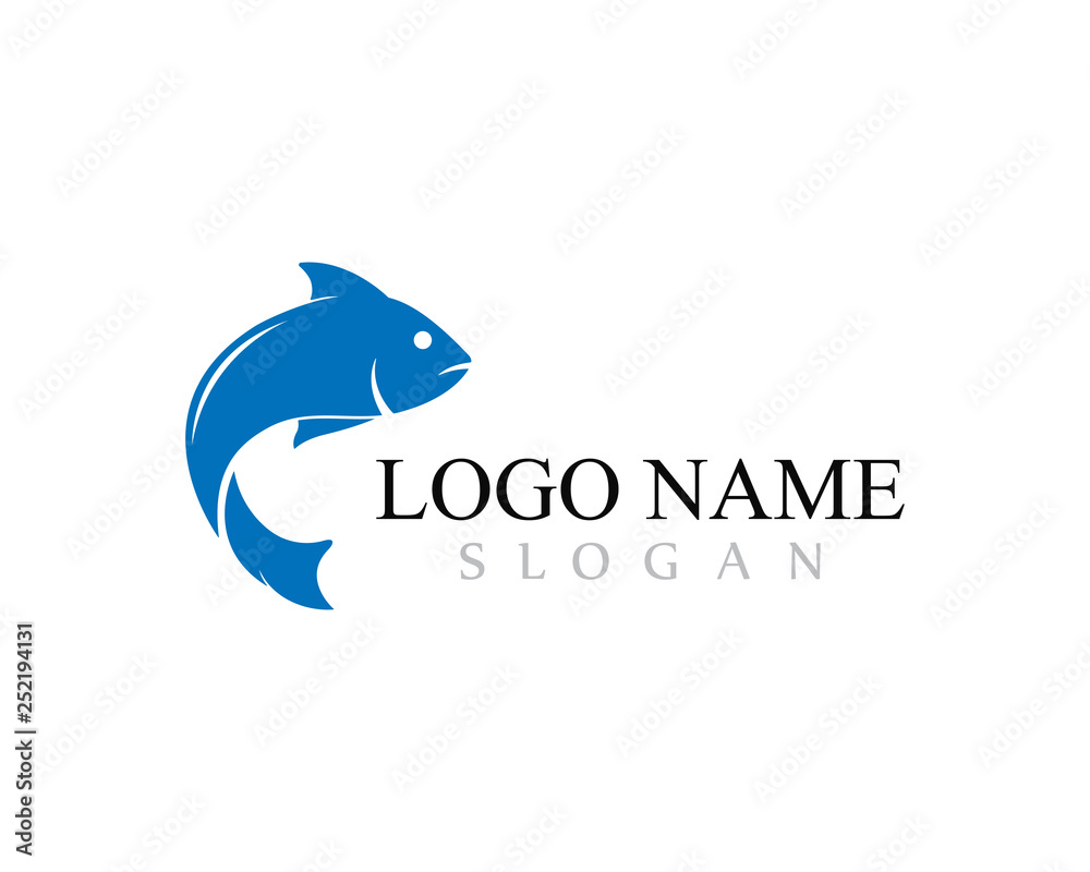 Fish logo template. Creative vector symbol of fishing club or online Fish logo template. Creative vector symbol of fishing club or online