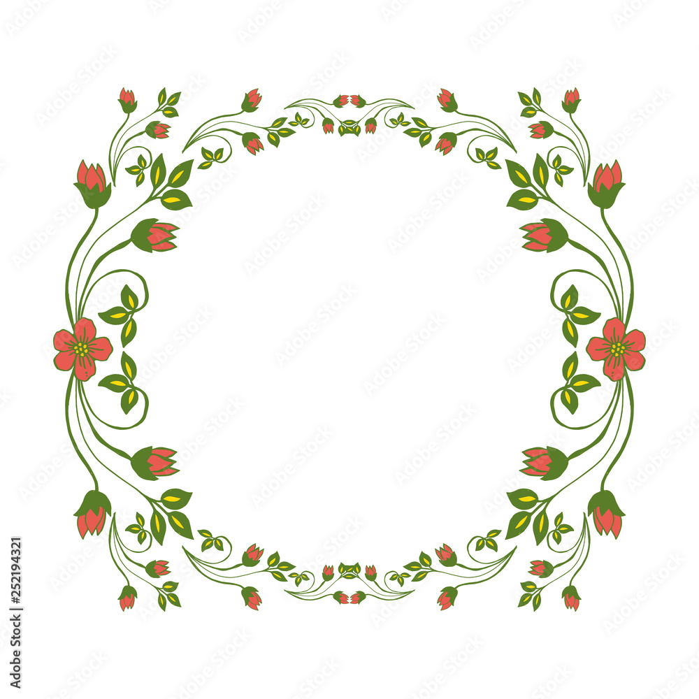 Vector illustration frame flower leaf orange and green hand drawn Vector illustration frame flower leaf orange and green hand drawn
