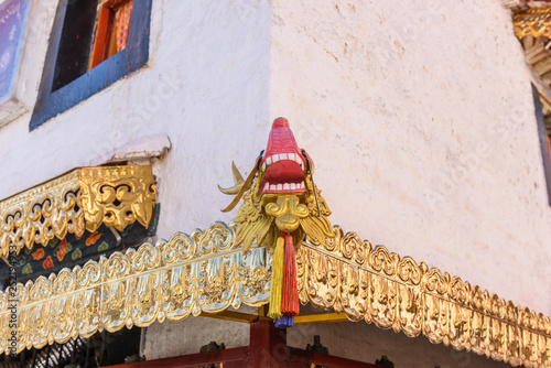 Canvastavla Tibetan style architecture dragan external in Barkhor Square, Lhasa, Tibet, China