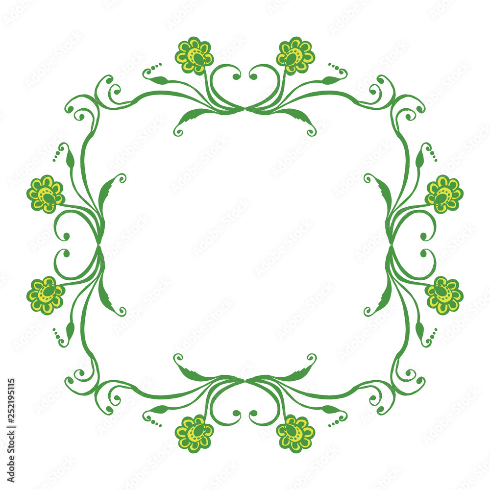 Vector illustration frame flower pink and green hand drawn Vector illustration frame flower pink and green hand drawn