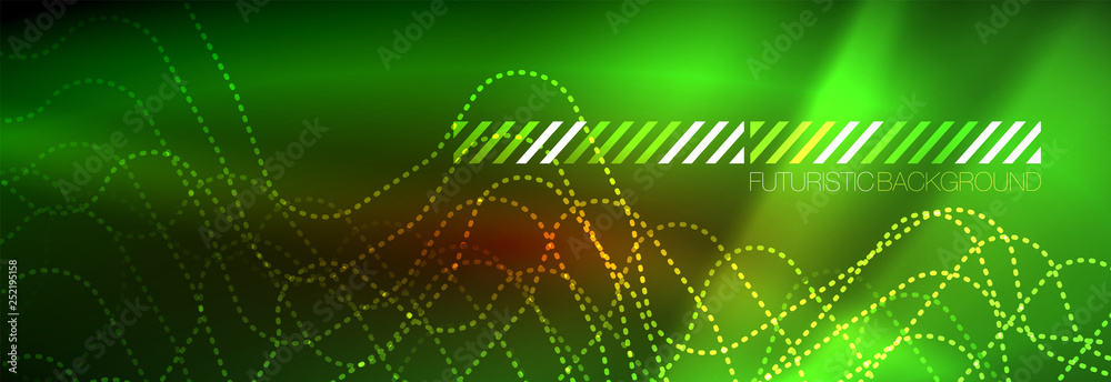 Neon glowing techno lines, hi-tech futuristic abstract background template with square shapes Neon glowing techno lines, hi-tech futuristic abstract background template with square shapes