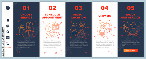 Nail salon onboarding onboarding mobile web pages vector template