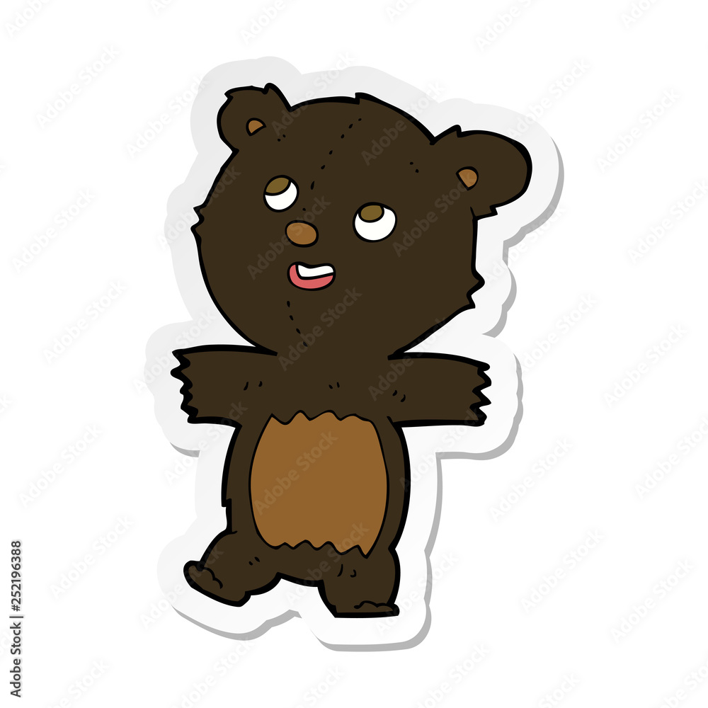 Fototapeta premium sticker of a cartoon black bear