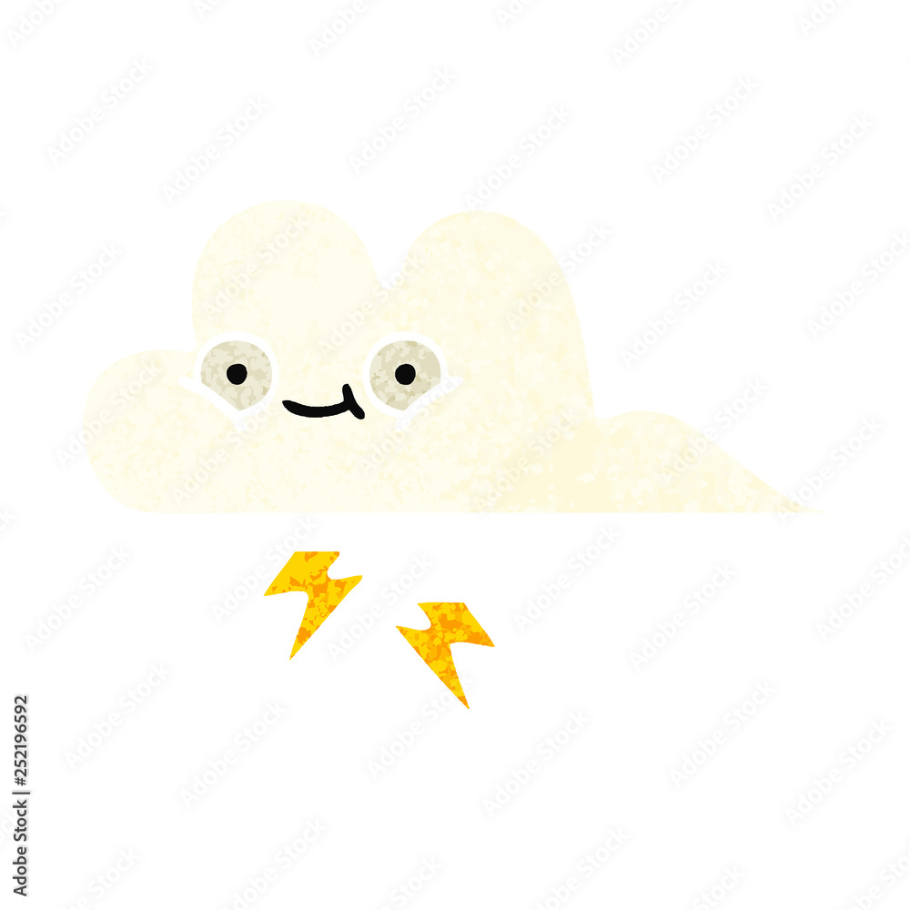 retro illustration style cartoon thunder cloud retro illustration style cartoon thunder cloud