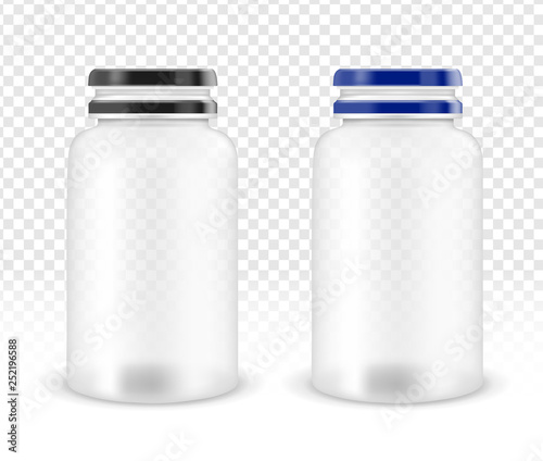 Vector transparent plastic bottle for multivitamins or medication