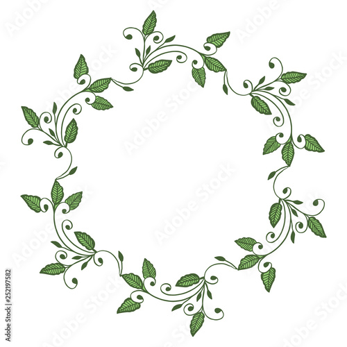 Vector illustration greeting card with green leaf wreath frame hand drawn © StockFloral