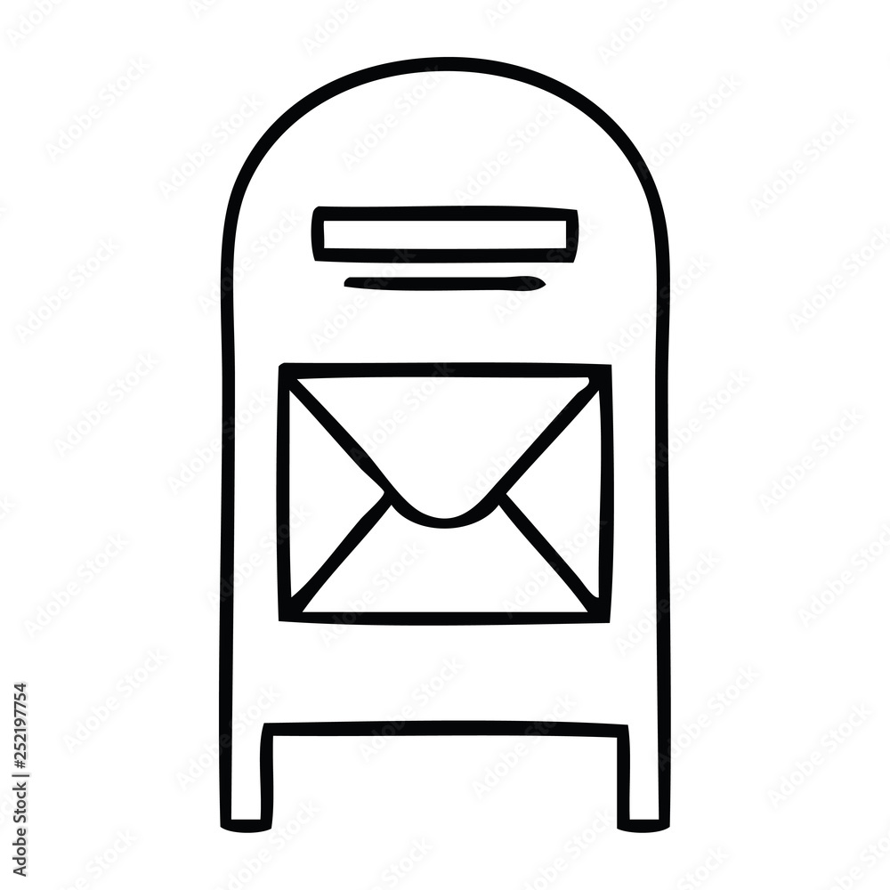 line drawing cartoon mail box