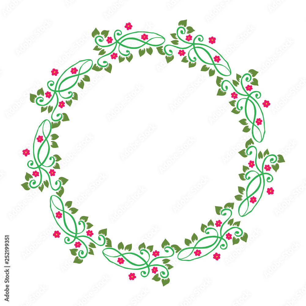 Vector illustration beauty shape green leafy floral frame hand drawn Vector illustration beauty shape green leafy floral frame hand drawn