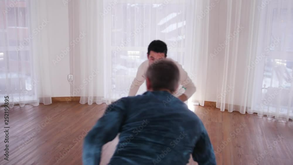 Martial arts. Capoeira. Two young men training