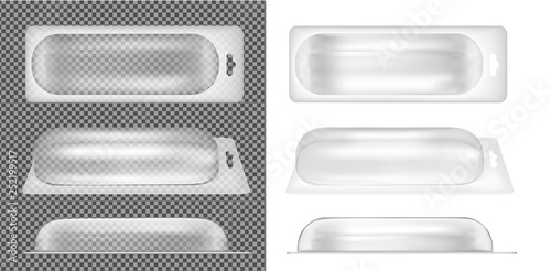 Transparent oval plastic packaging with hang slot