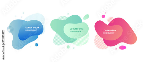 Set of abstract liquid shape isolated on white background. Gradient banner with fluid forms, wave, lines. Modern logo. Vector design