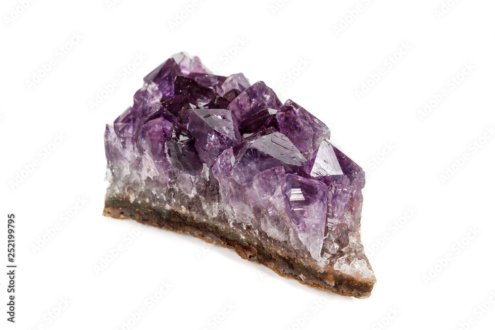 Amethyst Crystal Druse macro mineral on white background Amethyst Crystal Druse macro mineral on white background