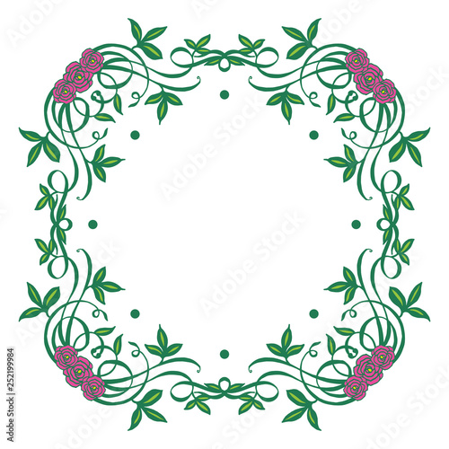 Vector illustration green leafy flower frame decor hand drawn