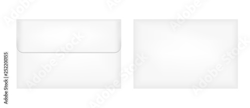 White plastic or paper packaging. Cardboard envelope