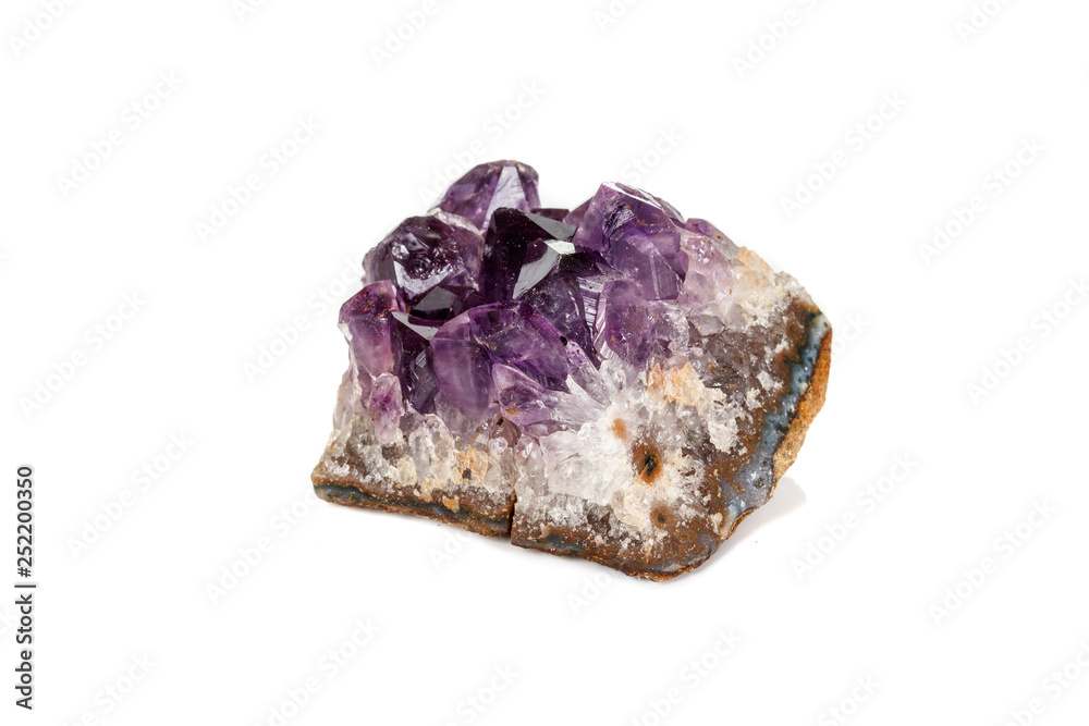 Fototapeta premium Amethyst Crystal Druse macro mineral on white background