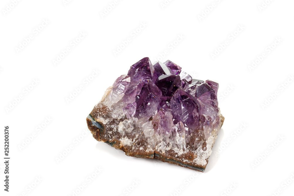 Amethyst Crystal Druse macro mineral on white background Amethyst Crystal Druse macro mineral on white background