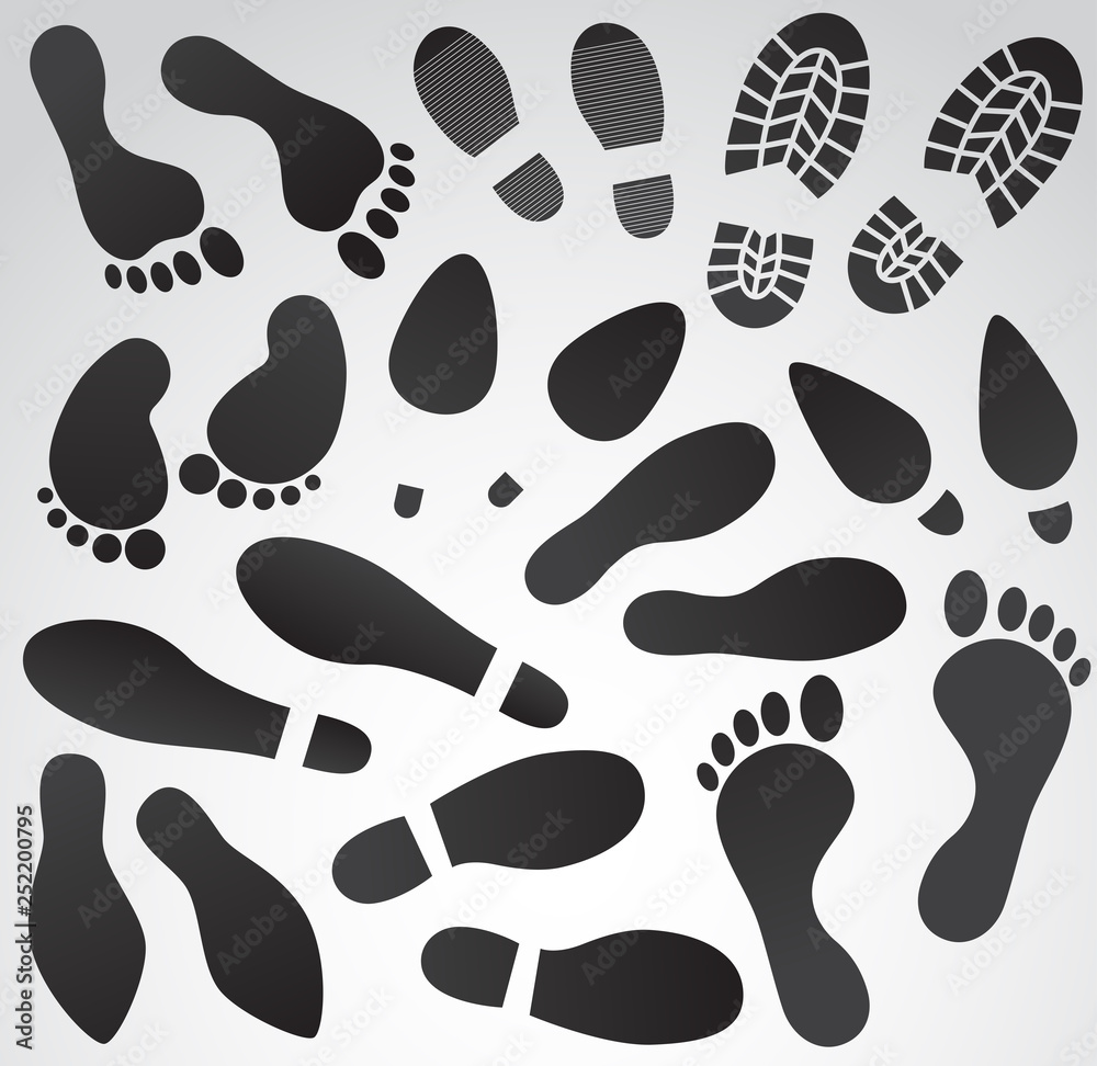 Footprint of human vector icon set. Footprint of human vector icon set.
