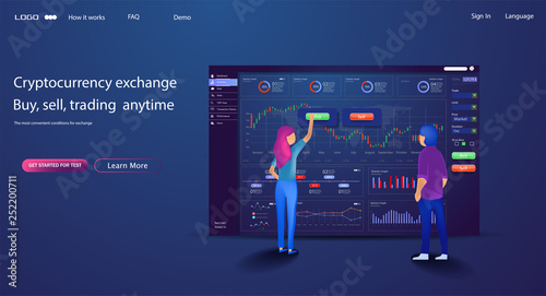 Vector web site trade design template. Finance charts and diagrams. Modern flat design concept of Data Analysis for website and mobile website. Landing page template. Easy to edit and customize. 