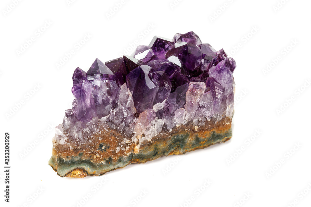 Amethyst Crystal Druse macro mineral on white background Amethyst Crystal Druse macro mineral on white background