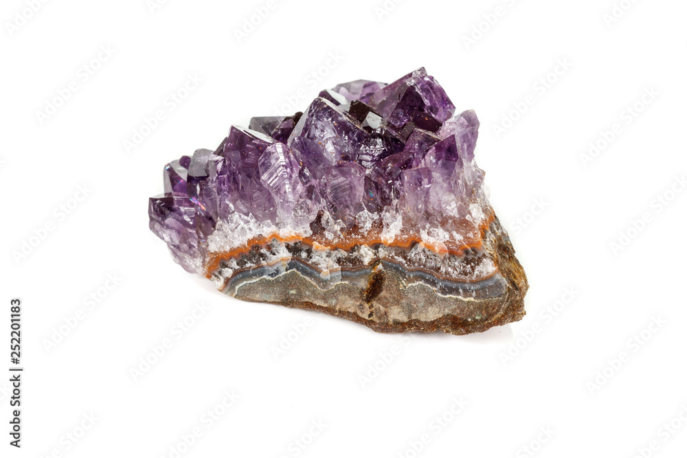 Amethyst Crystal Druse  macro mineral on white background