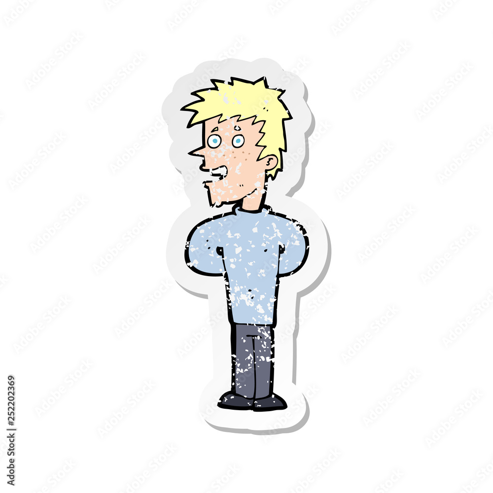 retro distressed sticker of a cartoon happy man retro distressed sticker of a cartoon happy man