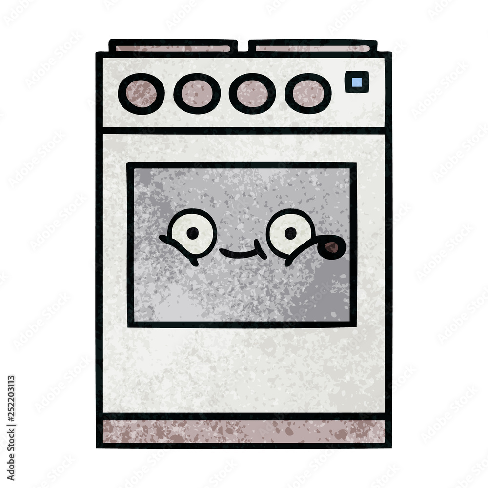 retro grunge texture cartoon kitchen oven retro grunge texture cartoon kitchen oven