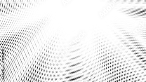 Halftone gradient explosion pattern. Abstract halftone vector dots background. Fireworks dots pattern. Pop Art, Comic small dots. Star rays halftone poster. Shine, sun rays. Radial space, sunrise rays