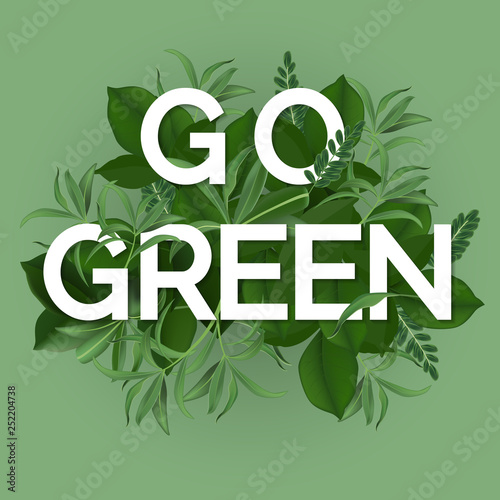 Go green day. ECO friendly Ecology concept. Vector illustration.