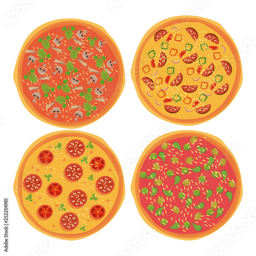 Pizza and ingredients set icons
