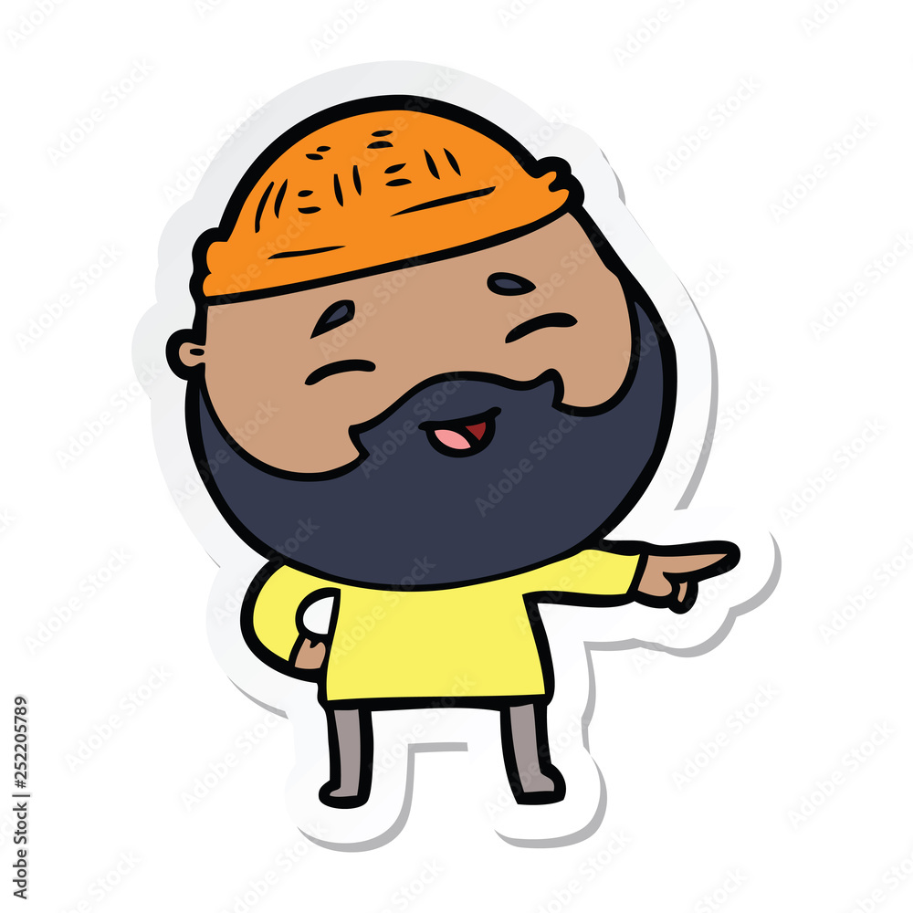 sticker of a cartoon happy bearded man sticker of a cartoon happy bearded man