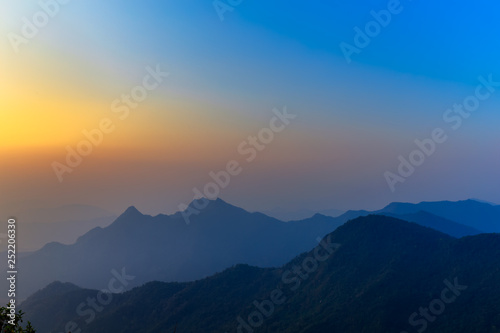 Beautiful landscape in the morning of Phu Chi Fa National Park. Chiang Rai , Thailand