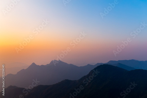 Beautiful landscape in the morning of Phu Chi Fa National Park. Chiang Rai , Thailand