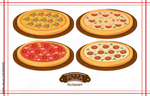 Pizza and ingredients set icons