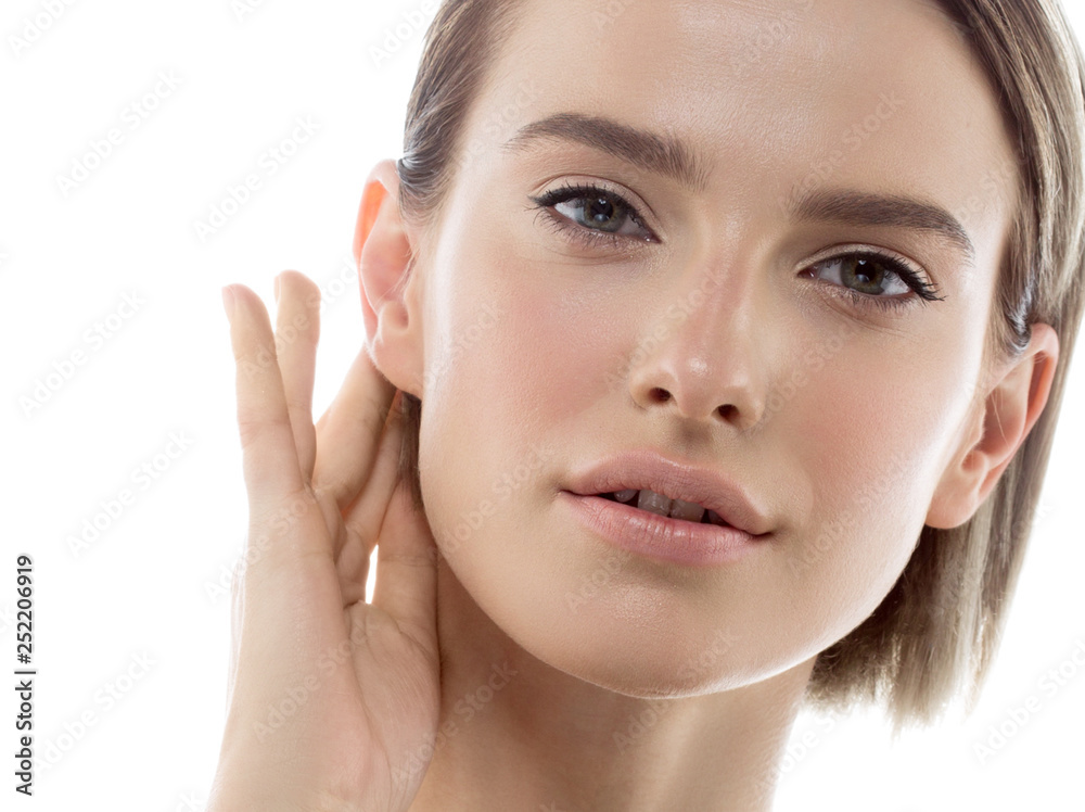 Beautiful woman female skin care healthy hair and skin close up face beauty portrait Beautiful woman female skin care healthy hair and skin close up face beauty portrait