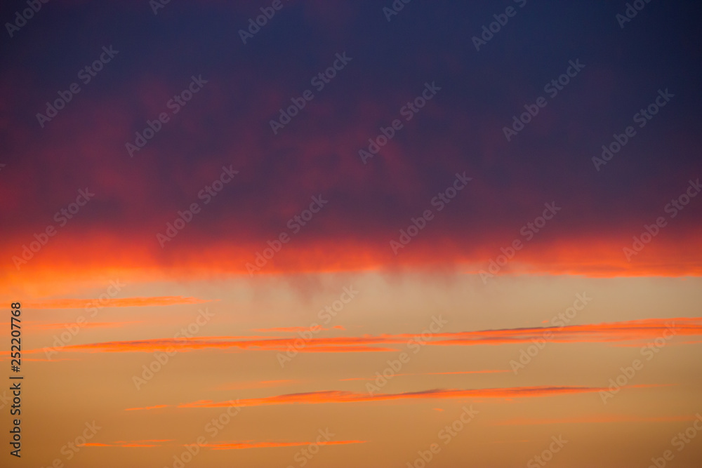 Colorful clouded sky, sunset, background